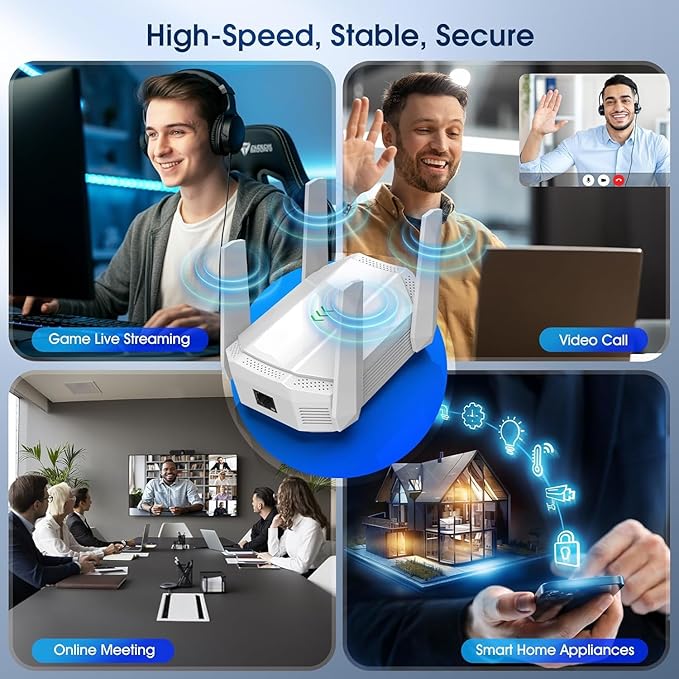 2025 Fastest AX3000 WiFi 6 Extender, Dual Band WiFi Extender Signal Booster, Internet Booster with Gigabit Ethernet Port, Covers Up to 12,000sq.ft and 99 Devices, Faster Speed and Easy Setup, White