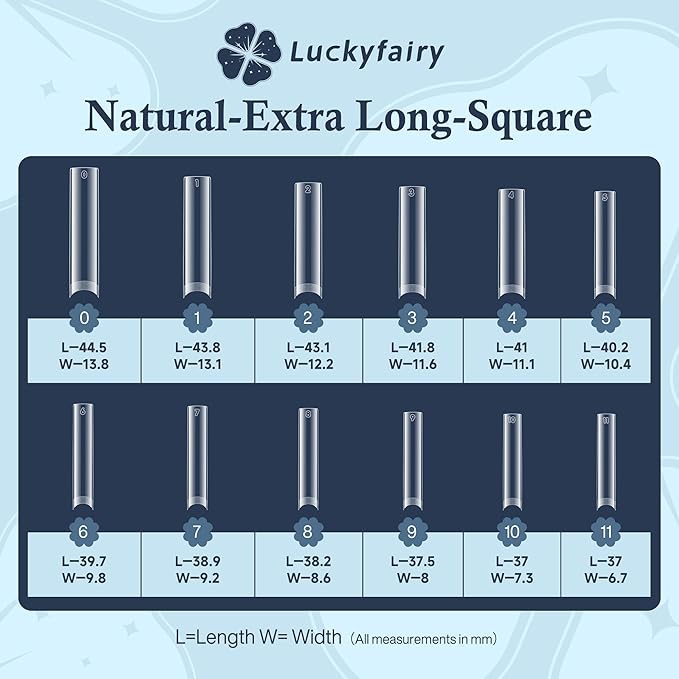 XXL Nail Tips Square 120 Pcs 12 Sizes - No C Curve Flat Square Pre-buff 2XL Half Cover Tapered Gel Acrylic Nail Tips False Nails Gelly Tips for DIY Nail Art Salon