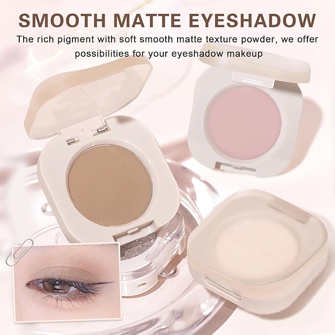 Single Eyeshadow,Lightweight Matte Eye Shadow Palette,Ultra-fine Smooth Powder,Blendable Formula,Daily Matte Eyes Makeup,Sombras de Ojos Profesional (01 Moonlight)