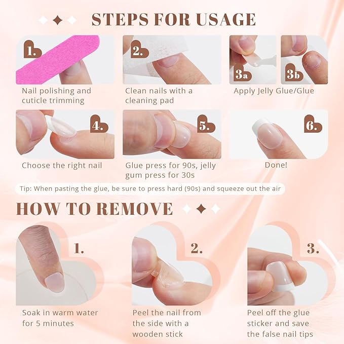 French Tip Press on Nails Almond, Jofay Fashion Soft Gel Fake Nails, Classic French Manicure Nails, Reusable & Natural Acrylic False Nails, Stick on Nails for Women Girls Gift, Glue on Nails Kit 32Pcs