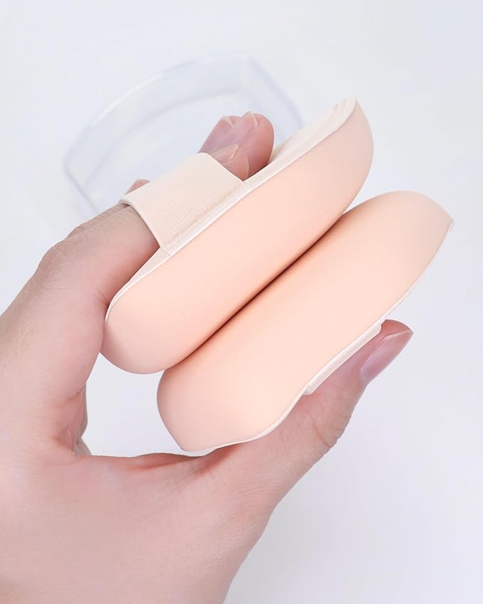 Solone 2Pcs Cushion Makeup Sponge Puff with Elastic Band - For Foundation, Concealer, Loose Powder; Long-Lasting, Beginner-Friendly and Comes with Travel Case