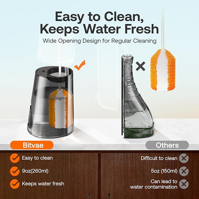 Bitvae Water Dental Flosser for Teeth, Cordless Water Teeth Cleaner Picks, 3 Modes 5 Intensities, IPX7 Waterproof, Rechargeable Water Dental Picks for Cleaning - Black