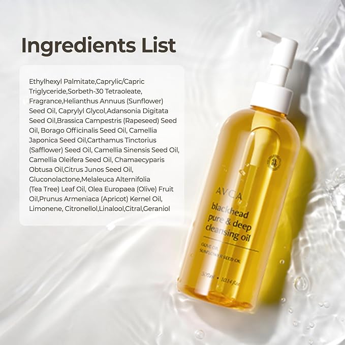 AVCA Blackhead Remover Cleansing Oil 10.14 fl.oz.(300ml) - Makeup & Blackhead Remover, PHA Gentle Exfoliator, Lightweight Pore Cleanser, Korean Skincare for Normal & Oily Skin