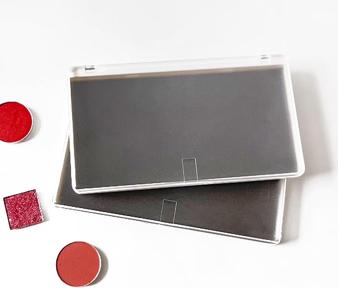 2PC Empty Magnetic Makeup Palette, White Frosted Clear Lid, Empty Eyeshadow Palettes Depots Tavel Storage Box, Small Travel Size, 5.5 x 3.1 inches,