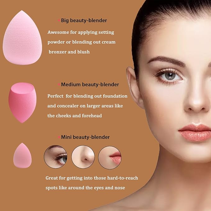 21 pcs Beauty blender Makeup Sponge Bulk:Blender Sponges 21 Pcs for Liquid, Cream, and Powder, Multi-colored Pink make up sponges for foundation