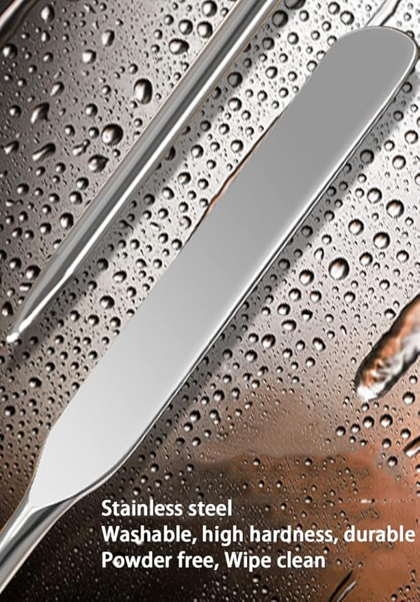 Foundation Spatula, 3-Pack Acrylic Nail Art Palette Oblique Round Head Stainless Steel Makeup Spatula for Woman Professional Facial Makeup Tools Makeup Mixing Palette