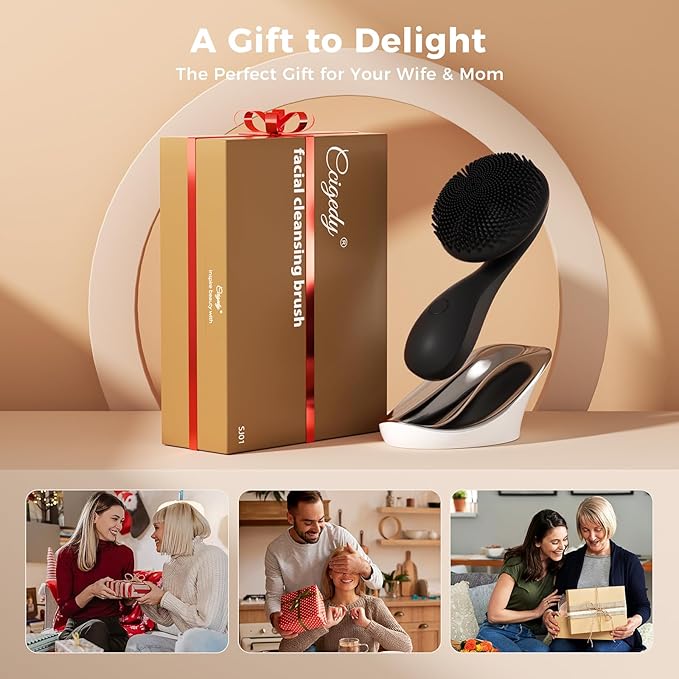 2 in 1 Facial Cleansing Brush, Rotating Magnetic Beads & Massage Cleaning Electric Face Scrubber, Waterproof and Rechargeable Exfoliating Face Scrubber Brush