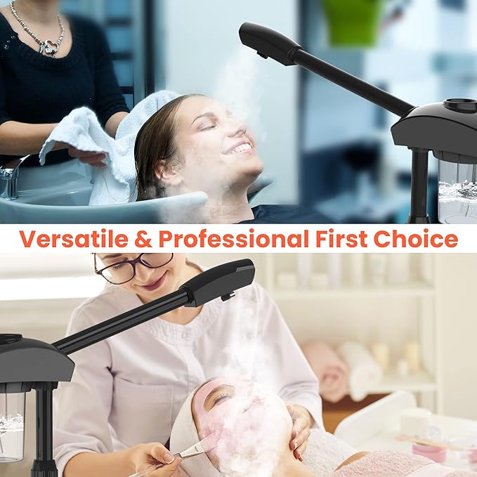 TASALON Ionic Facial Steamer, Professional Face Steamer for Facial, Esthetician Steamer for Face Spa and Salon Beauty, Hot Ionic Mist Face Steamer for Facial Deep Cleaning Skin Care Equipment- Black