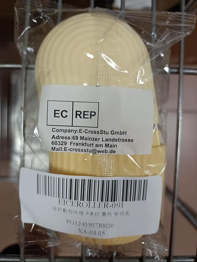 Ice Face Roller, Reusable Silicone Mold Face Massage Eye Facial Beauty Skin Care Tools Apply Ice for Shrink Pores Anti Wrinkle Reduce Puffiness Improve Skin Elasticity, Striped, Yellow