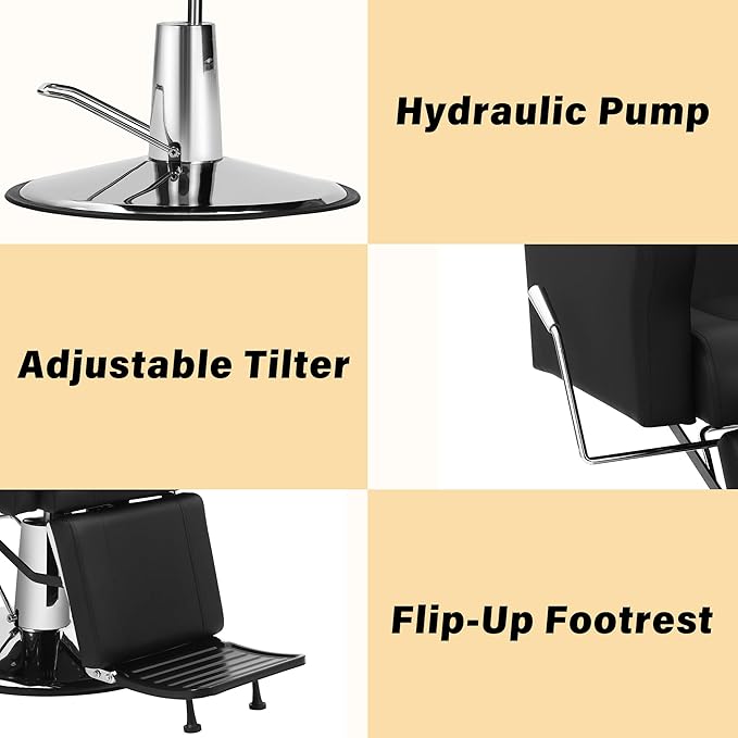 Professional Barber Chair for Barbershop Hydraulic Reclining Heavy Duty Salon Chair, 360 Degree Swivel for Hair Stylist Tattoo Home