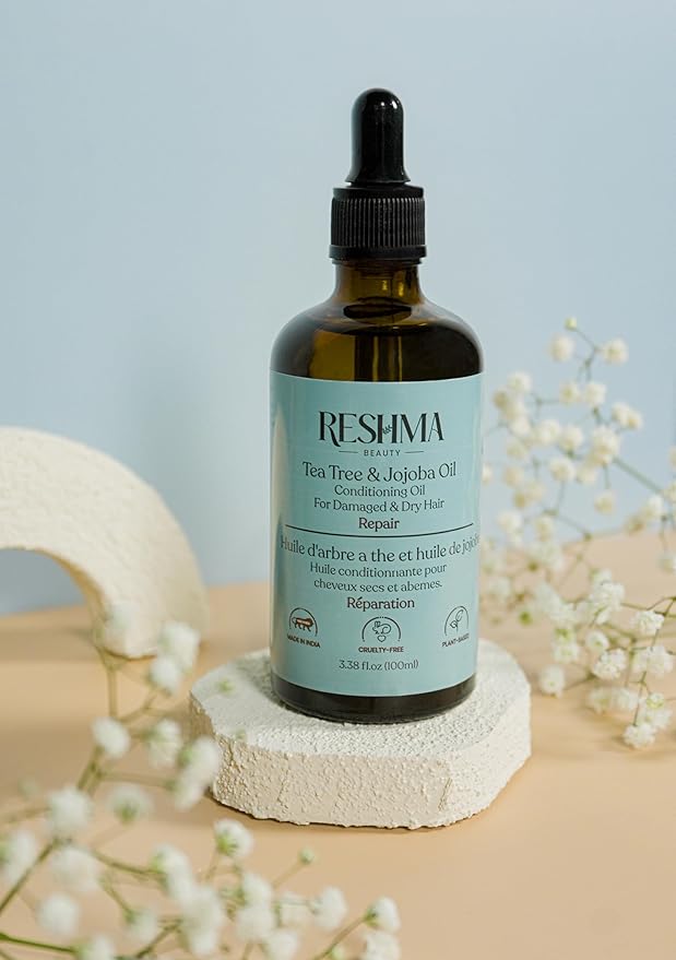 Reshma Beauty Tea Tree & Jojoba Oil – Henna Infused Conditioning Oil for Dry & Damaged Hair | Hydrates, Repairs & Strengthens