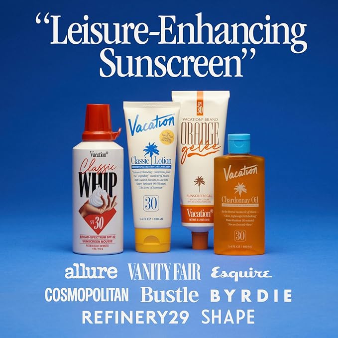 Vacation Orange Gelée SPF 30 Gel & Tube Key Bundle, Hydrating Balm-to-Oil Sunscreen, Mineral-Oil Free, Water-Resistant, Travel Size, 3.12 Oz.