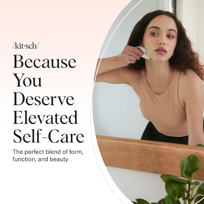 Kitsch Stainless Steel Gua Sha Facial Tools - Guasha Tool for Face, Face Sculpting Tool, Jawline Shaper, Double Chin Reducer, Body Gua Sha Tools, Lymphatic Drainage Massager, Facial Skin Care - Silver