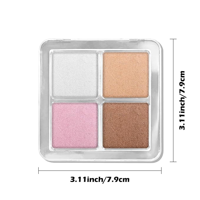 Boobeen Blush and Highlighter Palette- 4-color Metallic Shimmer Shadow Powder, Illuminator Makeup Set for Shading, Highlighting & Defining the Face