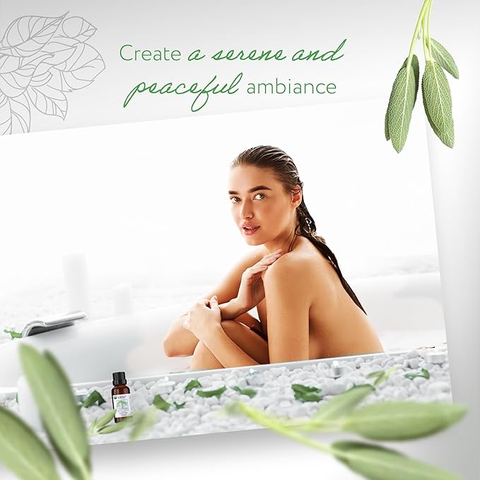 HBNO Organic Sage Essential Oil - 1 oz (30ml) - USDA Certified Organic Sage Essential Oil for Aromatherapy, Soap Making, DIY, Fragrances, Diffuser.