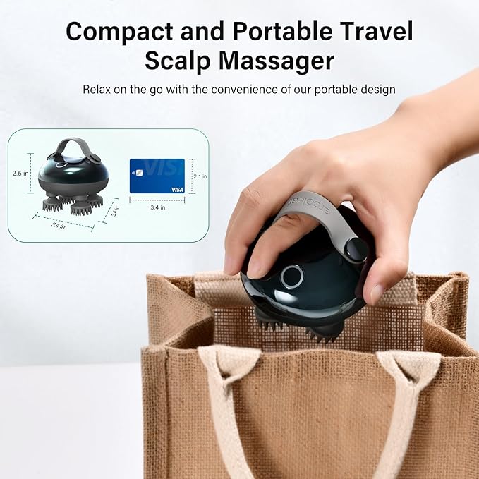 arboleaf Scalp Massager Electric, Portable Head Massager Scalp Stress Relax, Waterproof 6 in 1 Hair Massage with 8 Removable Claws, Rechargeable Hair Head Scratcher, Gifts for Her Him