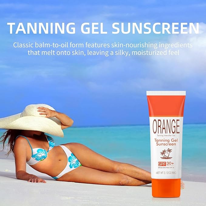 Sun Tanning Gel with SPF 30 Sunscreen, Hydrating & Moisturizing Formula Sunscreen, Travel Size Fast-Absorbing Tan Accelerator Sunscreens, Gentle Sun Protection for All Skin Types
