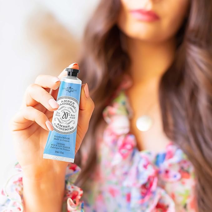 La Chatelaine 20% Shea Butter Hand Cream, Travel Size, Organic Argan Oil, Moisturizing, Nourishing, Repairing, Extra Rich, Non-Greasy, Made in France, Paraben Free, 1 oz/ 30ml - Amber Cashmere