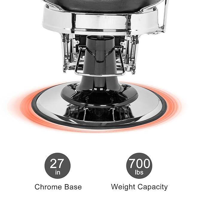 Winado Heavy Duty Vintage Recline Barber Chair Hydraulic with Headrest, Supports up to 550lbs & 360°Rotatable, Professional Salon Beauty Spa Shampoo Equipment (Thickened Cushion)