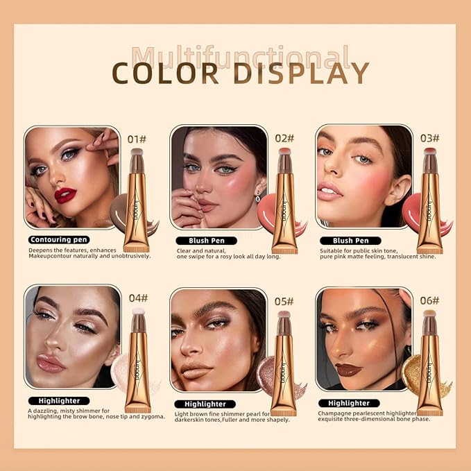 2 Colors Liquid Contour Beauty Wand, Highlighter and Blend. (3#/4#)