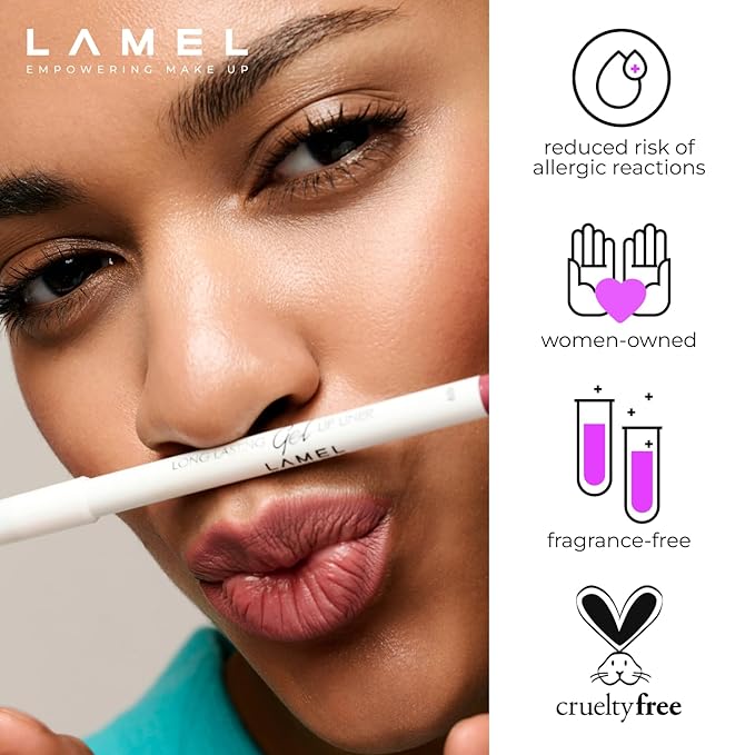 Lamel Matte Gel Lip Liner Pencil | Weightless & CreamyTexture - Sharpenable - Longwear & Waterproof - High Pigmented & Flawless Finish - Cruelty-free & Paraben-Free,- 409, 1,7g/0.05oz