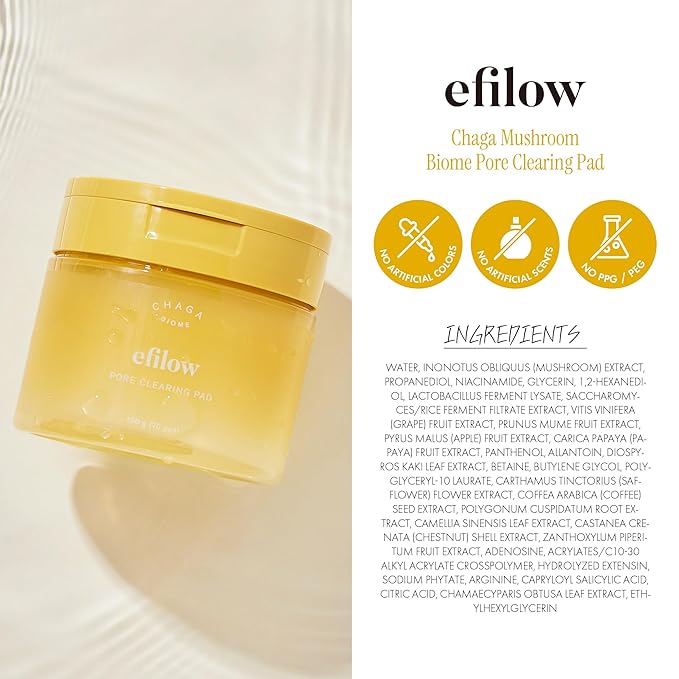 Chaga Mushroom Biome Pore Clearing Pad, Vegan Facial Exfoliating Toner Pads with AHA BHA PHA LHA, 70 Pads 190g