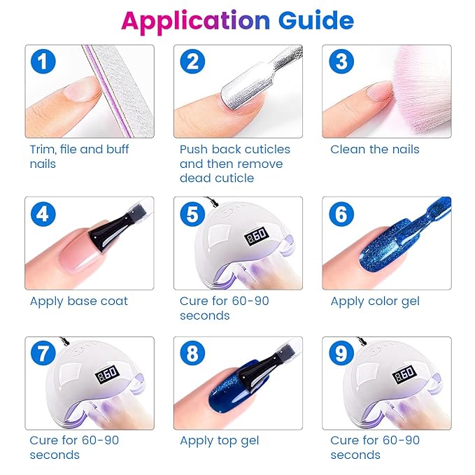 RARJSM 9D Neon Cat Eye Gel Nail Polish Set 6 Colors Velvet Silver Glitter Bright Orange Blue Red Green Rose Purple Ice Gel Polish with Magnet Stick UV LED Curing Requires Soak Off Home Salon Diy