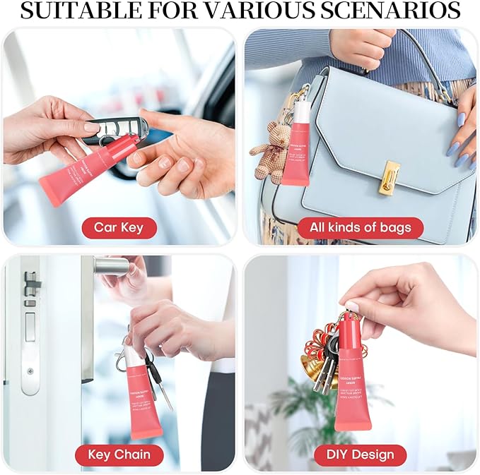 Keychain Holder for LANEIGE 0.35 oz Lip Balm (2 Pack) - Portable Lip Gloss keychain caps with Detachable Hooks, Secure Snap Lock (White & Pink)