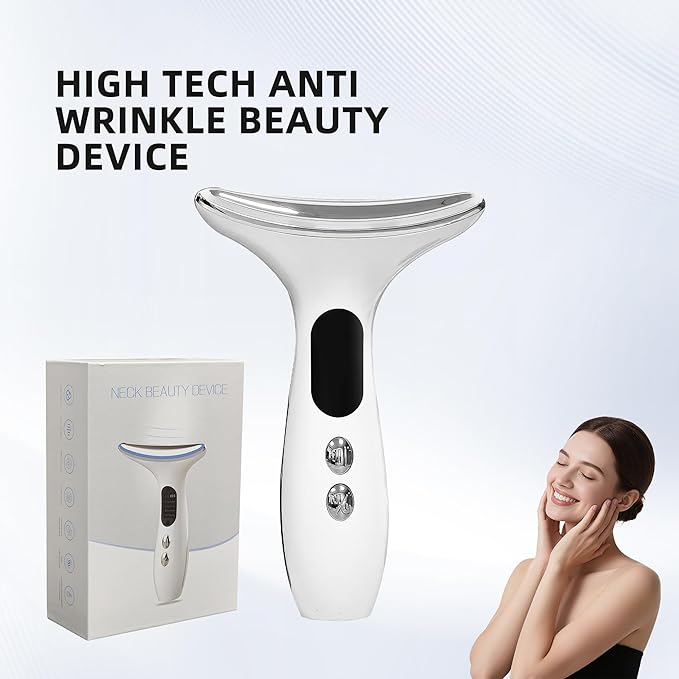 3-in-1 LED Skin Sculptor - Red Light Neck Massager with Heat - Ergonomic Relaxation Device for Muscle Comfort & Skin Care, Non-Medical Personal Use,White,2025