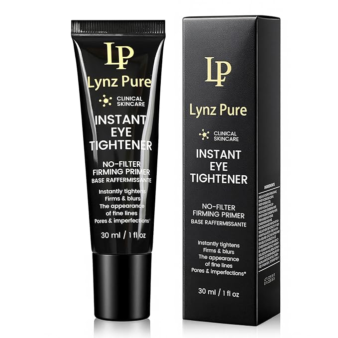 Lynz Pure Instant Eye Tightener, Temporary Firming Eye Cream & Makeup Primer, Smoothes Fine Lines & Minimizes Pores, No Filter Eye Primer 1 Fl Oz