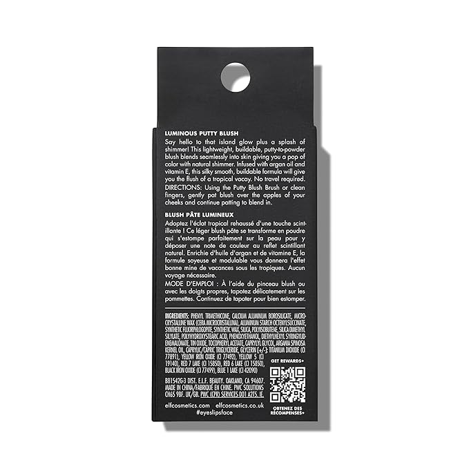 e.l.f. Luminous Putty Blush, Putty-to-Powder, Buildable Blush With A Subtle Shimmer Finish, Highly Pigmented & Creamy, Vegan & Cruelty-Free, Maui