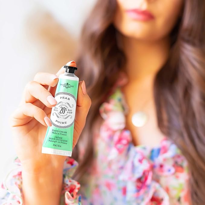 La Chatelaine 20% Shea Butter Hand Cream, Travel Size 1 fl oz with Organic Argan Oil, Moisturizing, Nourishing, Repairing, Non-Greasy Formula, Made in France, Paraben Free - Pear