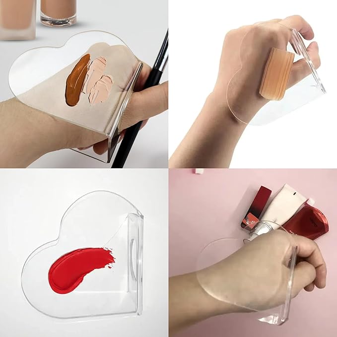 2pcs Heart-Shaped Acrylic Makeup Mixing Palette Makeup Tools for Foundation Eyeshadow Lipstick Nail Art Pigment