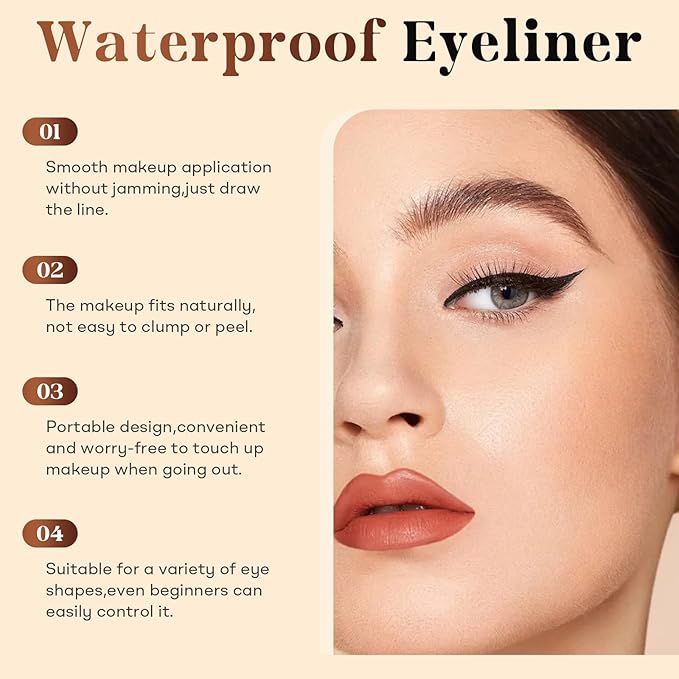 GlamStroke 24 Hr Waterproof Eyeliner Pencil, Long Lasting Sharpenable Eye Liner, No Smudge, No Fade, Smooth Glide for Precise Eye Makeup (Chocolate+Black)