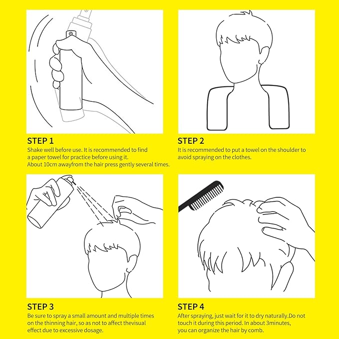 Sevich Hair Fiber Spray - Instant Hair Thickening Powder for Men & Women, Hair Building Fibers for Thinning Hair, Root Touch Up Hair Color, Waterproof, Sweatproof, Natural Look,80ml Black