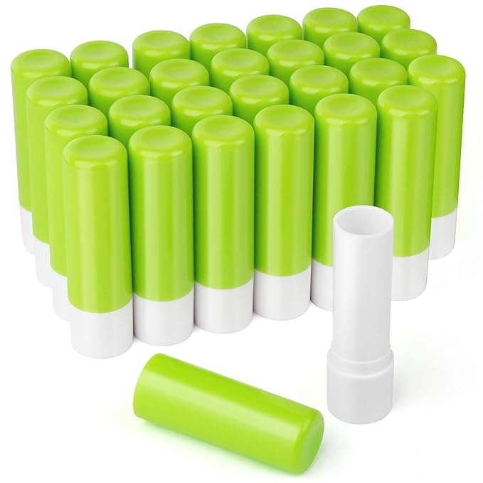 LotFancy Lip Balm Tubes Empty, 28Pcs 4.5ml Lip Balm Container Tubes with Green Caps, BPA Free & Leak Free, Refillable