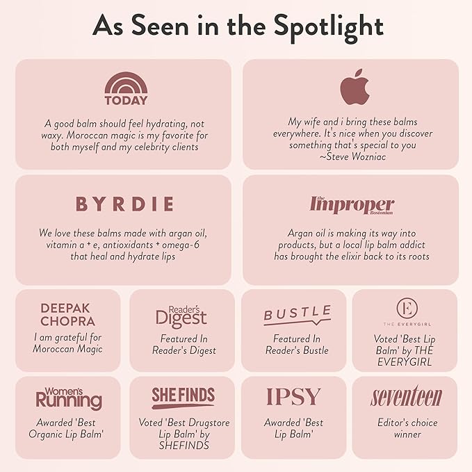 Moroccan Magic Perfect Pink Tinted Lip Balm | Made with Natural Cold Pressed Argan and Essential Oils | Lip Balm | Smooth Application | Non-Toxic, Cruelty Free | 2 Pack