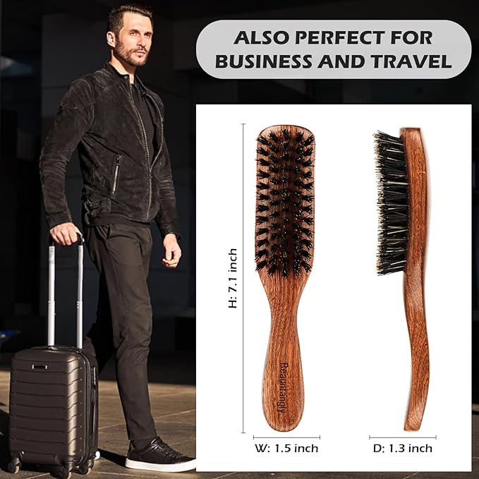 Hair Brush for Men, 100% Boar Bristle Hair Brush for Men Women’s Hair Smoothing, Styling, Detangling, Moisturizing, Adding Shine, Improving Blood Circulation, Promoting Hair Growth
