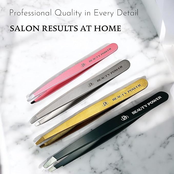 Ultra-Precision Professional Slant Tweezers for Women Facial Hair - German Stainless Steel, Lightweight Black Tweezers for Women & Men, Ideal for Eyebrow & Facial Grooming (Matte Gray)