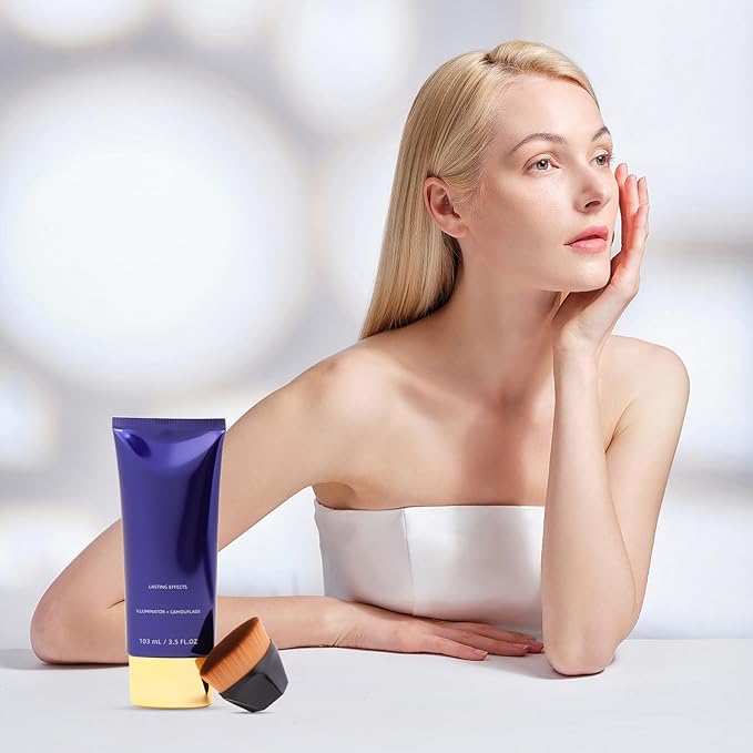 Waterproof Body Makeup, Beauty Body Foundation Cream with Brush, Full Coverage Body & Leg Makeup for Scars Imperfections, No Transfer, Natural Finish