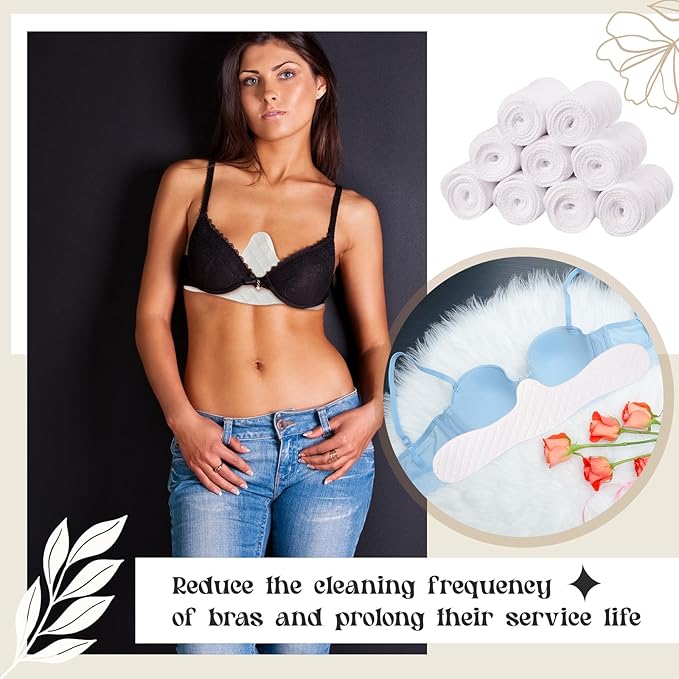 Boyiee 9 Pcs Cotton Bra Liners 3 Layer Reusable Washable Under Breast Sweat Absorber Pads for Woman