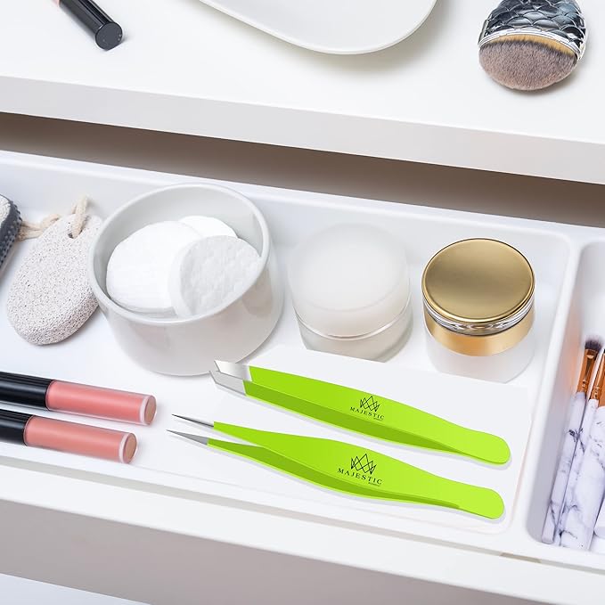 Majestic Bombay Fine Point + Slant Tweezers for Women and Men – Splinter Ticks, Facial, Brow and Ingrown Hair Removal–Sharp, Needle Nose, Surgical Tweezers Precision best tweezers for chin hair