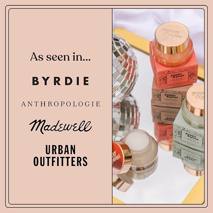 Poppy & Pout Natural Lip Scrub, Moisturizing Sugar Scrub for Dry Lips, Lip Scrubber Exfoliator with Essential Oils Smooths and Hydrates Lips, In Recyclable Glass Jars, Cruelty Free - Blood Orange Mint