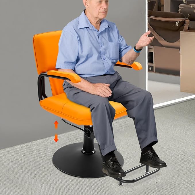 Barber Salon Chair for Hair Stylist,Hair Chair for Barbershop Home Height Adjustable & 360° Swivel Styling Salon Chairs Spa Beauty Salon Equipment, 550Lbs Capacity (Orange)