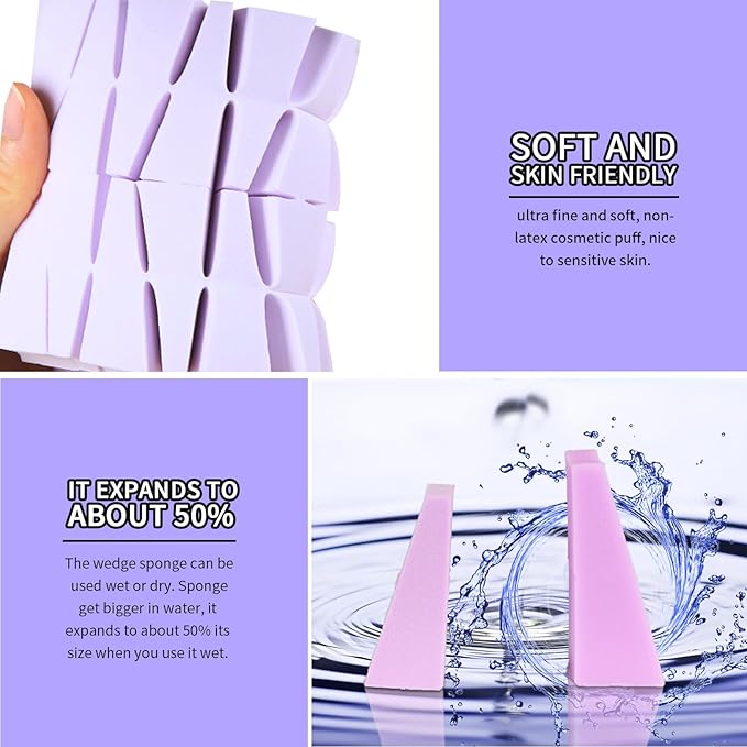 Teenitor 48 Pcs Makeup Sponges For Foundation, Latex Free Makeup Wedges Sponges For Liquid Cream Foundation Festival Halloween Makeup, Make Up Sponges For Face