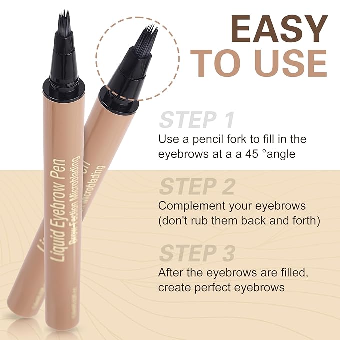 Microblading Brow-Fection Brow Eyebrow Pencil – Angled Brush Tip, Wild Natural Hair-Like Strokes, Patented Design, Long-Lasting & Smudge-Proof, for Beginners & Pros(02 Dark Brown)