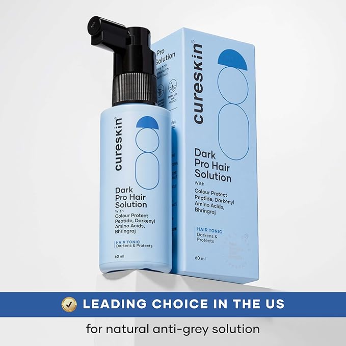 Cureskin Anti Grey Hair Serum | Gradually Reduces Gray Hair on Head & Beard Without Dye | Restores Natural Hair Colour with Peptide-52, Acetyl Tyrosine & Larix Extract | Peroxide & Ammonia Free