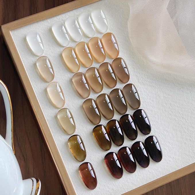 Born Pretty Jelly Gel Nail Polish Fall Winter Brown Chocolate Nude Skin Tone Milky White Gel Polish Neutral Beige Khaki Gel Polish Kit Nail Art Kit for Salon Manicure and DIY at Home 6PCS 7ML