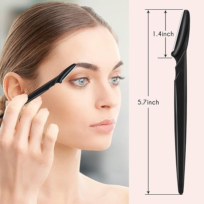 16 Pcs Black Eyebrow Razor, Face Razors Multipurpose, Facial Razors for Women Men, Eyebrow Trimmers Shaver with Protective Cover, Dermaplaning Tools for Face Body Use, Facial Hair Removal Tools