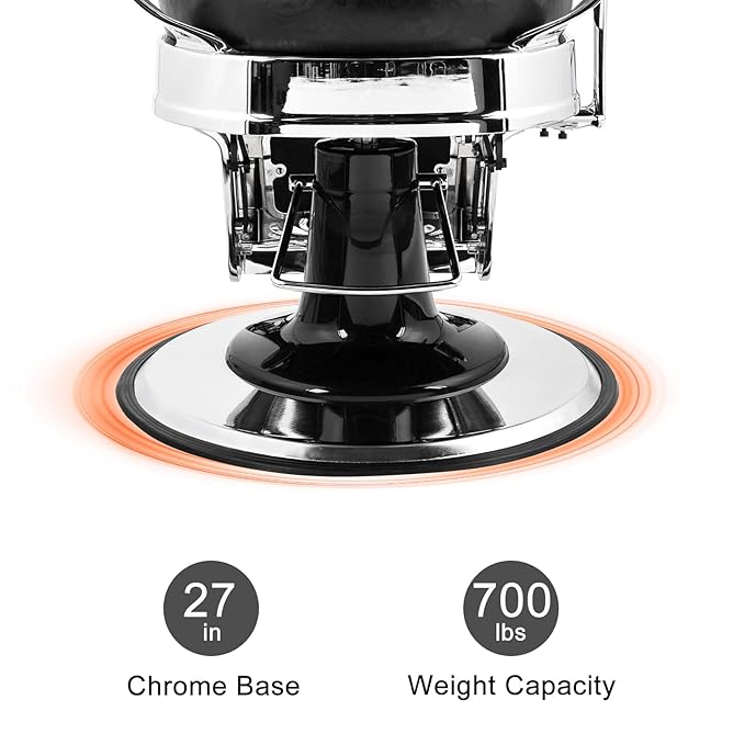 Winado Heavy Duty Vintage Recline Barber Chair Hydraulic with Headrest, Supports up to 700lbs & 360°Rotatable, Professional Salon Beauty Spa Shampoo Equipment (Buttonless Style)